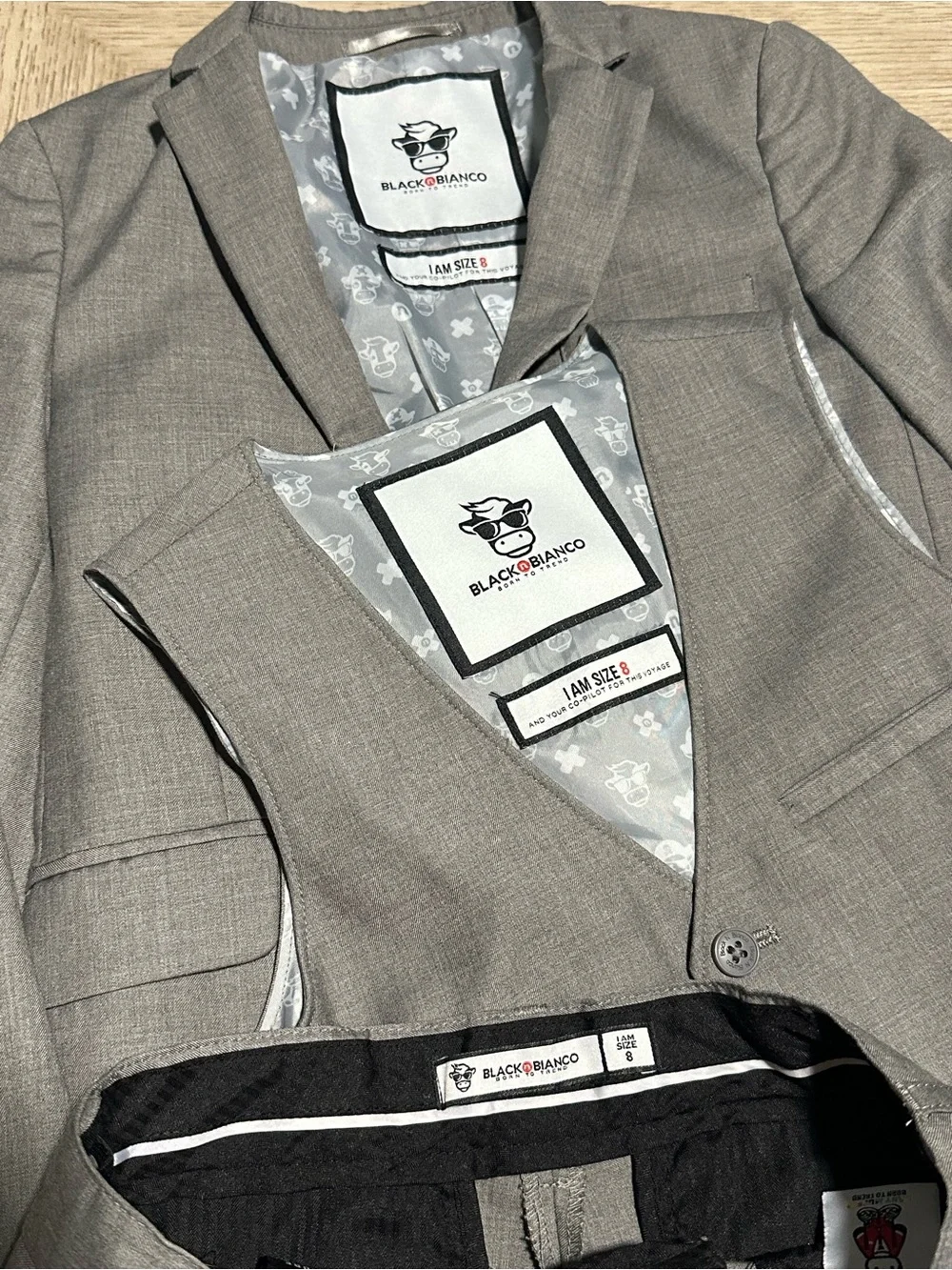 BlacknBianco. Boy’s 3 Piece Gray Suit. Jacket, Vest, & Pants.